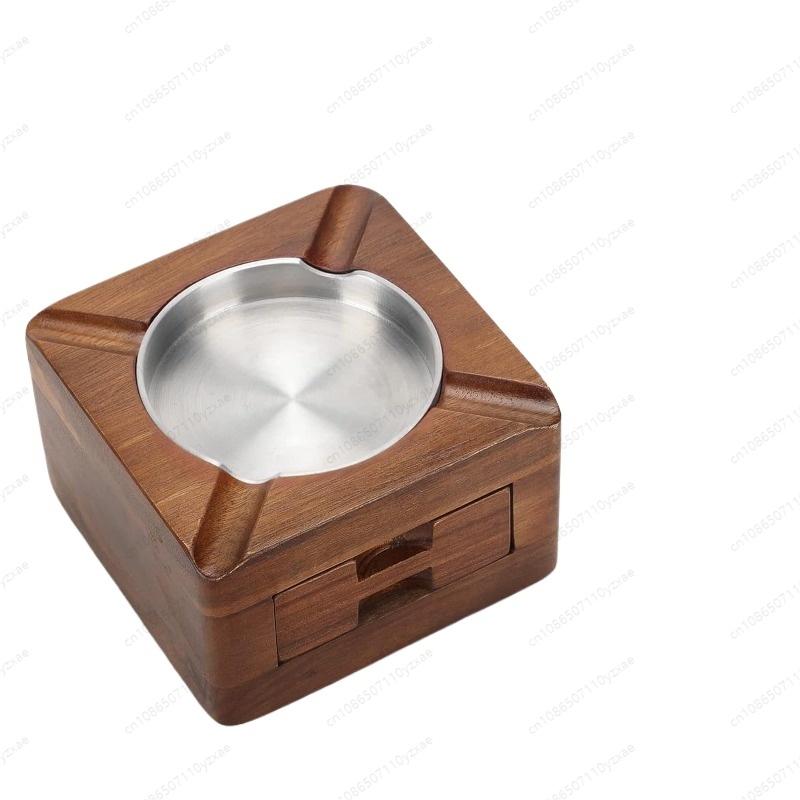 Wooden Cigar Ashtray with Phone/Tablet Stand - Multi-Function Holder for Cigar Lovers, Desktop Humidor & Tech Accessory