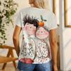 New cute couple pattern short-sleeved T-shirt women