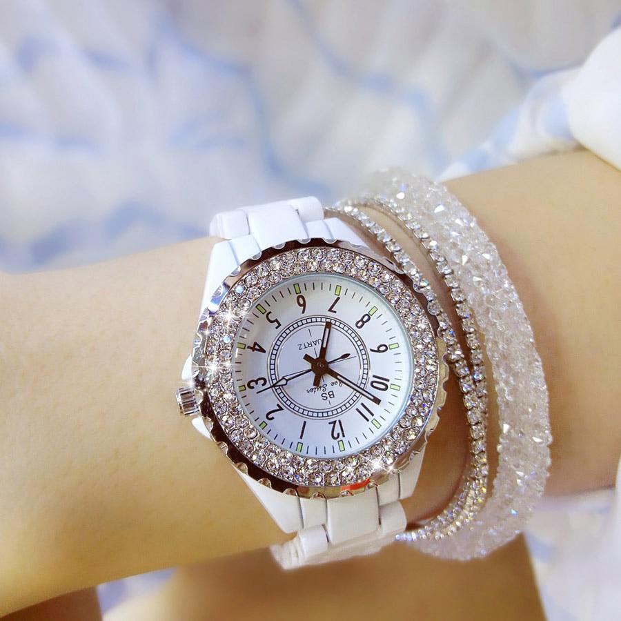 BS Bee Sister Women Watch Luxury Wristwatch White Ceramic Fashion Ladies Quartz Watch Reloj Mujer Feminino Relogio Saati