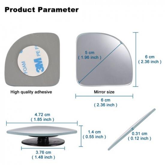 1 pair Silver Wide Angle Convex Car Auto Rear Side View Blind Spot Mirror Sector