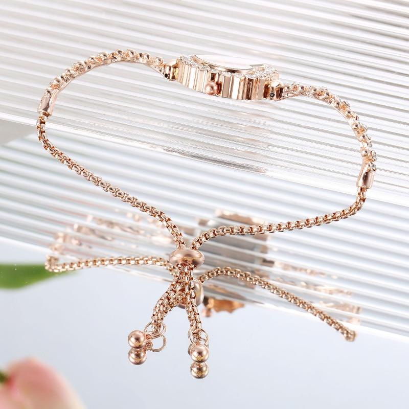 Fashion Flower Bracelet Diamond Enlaid Love Color Dial Ladies Atmospheric Versatile Self-Adjusting Strap Bracelet Watch