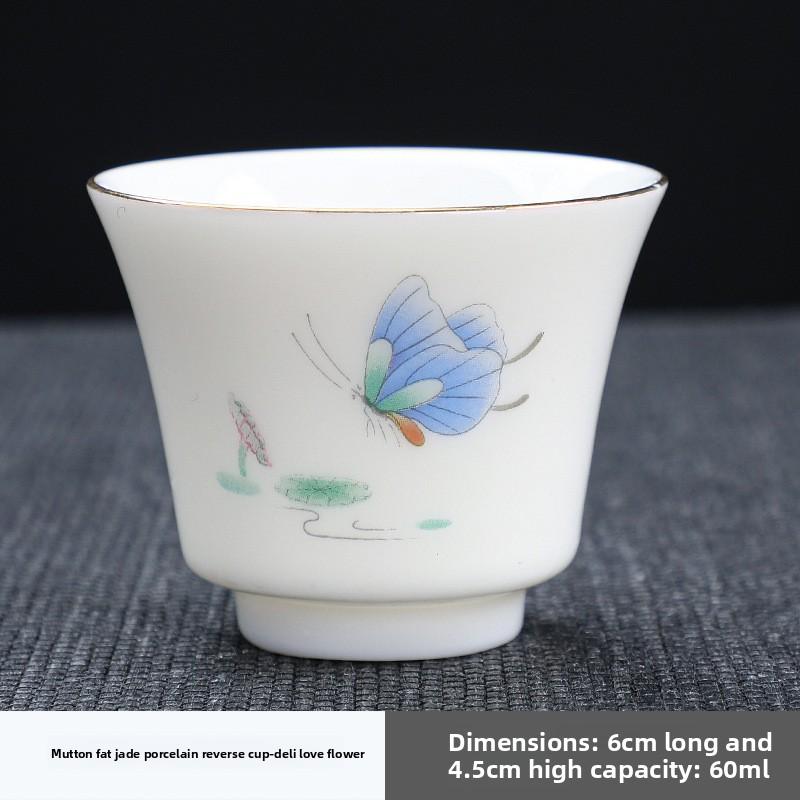 Hand-painted Teacup Suet Jade Tea Cup Master Cup Ceramic Small Teacup Kung Fu Teacup White Porcelain Single Tea Cup