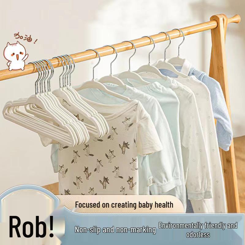 Non-Slip Flocking Baby Clothes Hanger - Seamless & Multi-functional for Children s Wardrobes Flocked Children s Hanger [Gray] 28cm