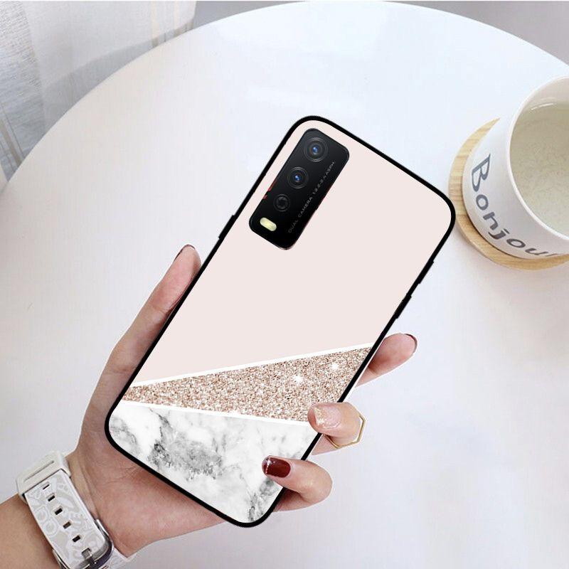 Fashion Geometric Splice Pattern Marble Phone Cover For Vivo Y31 Y30 Y33S Y11S Y12S Y17 Y20 Y21S Y1S Y53S Y15 Y19 Y91C V23 Cases