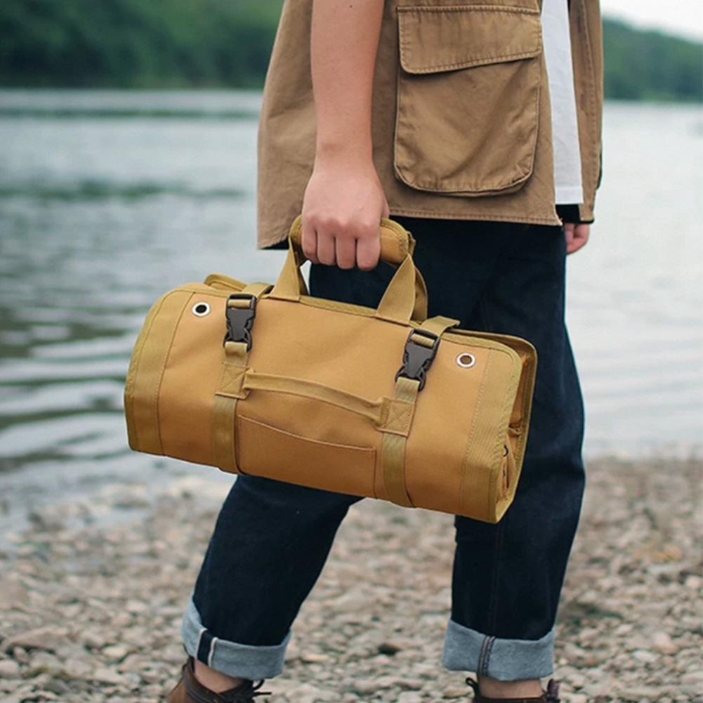 Multifunctional Roll Up Tool Bag Large Capacity Oxford Hanging Tool Bags Wear-Resistant Electrician Hardware Tools Organizer