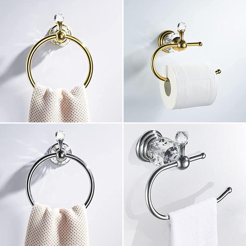 2-Piece Bathroom Bath Set, Wall Mounted Bathroom Hardware Fixture (Towel Ring Holder, Toilet Paper Towel Holder), Zinc Alloy