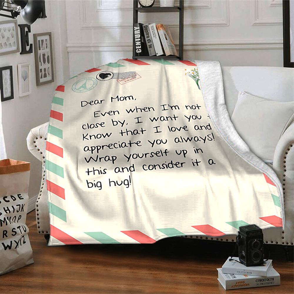 1pc Mom Love Blanket, Lightweight Flannel Throw Blanket For Sofa, Bed, Travel, Camping, Living Room, Office, Couch, Chair, And Bed