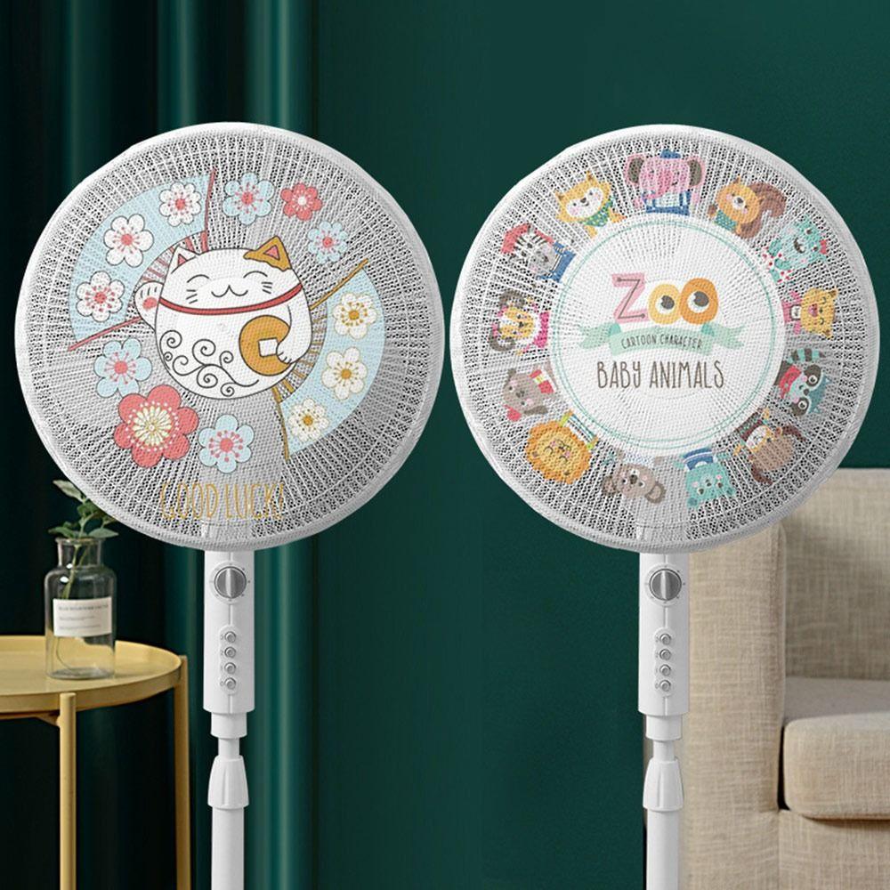 Cartoon Electric Fan Cover Drawstring Breathable Electric Fan Dust Cover Anti-pinching Hands Kids Finger Guards