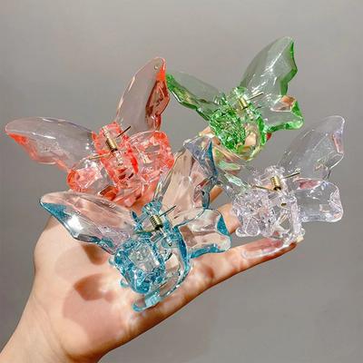 Women Temperament Elegant Pan Hair Shark Clip Korean Jelly Transparent Butterfly Hair Clip Beach Vacation Hair Accessories