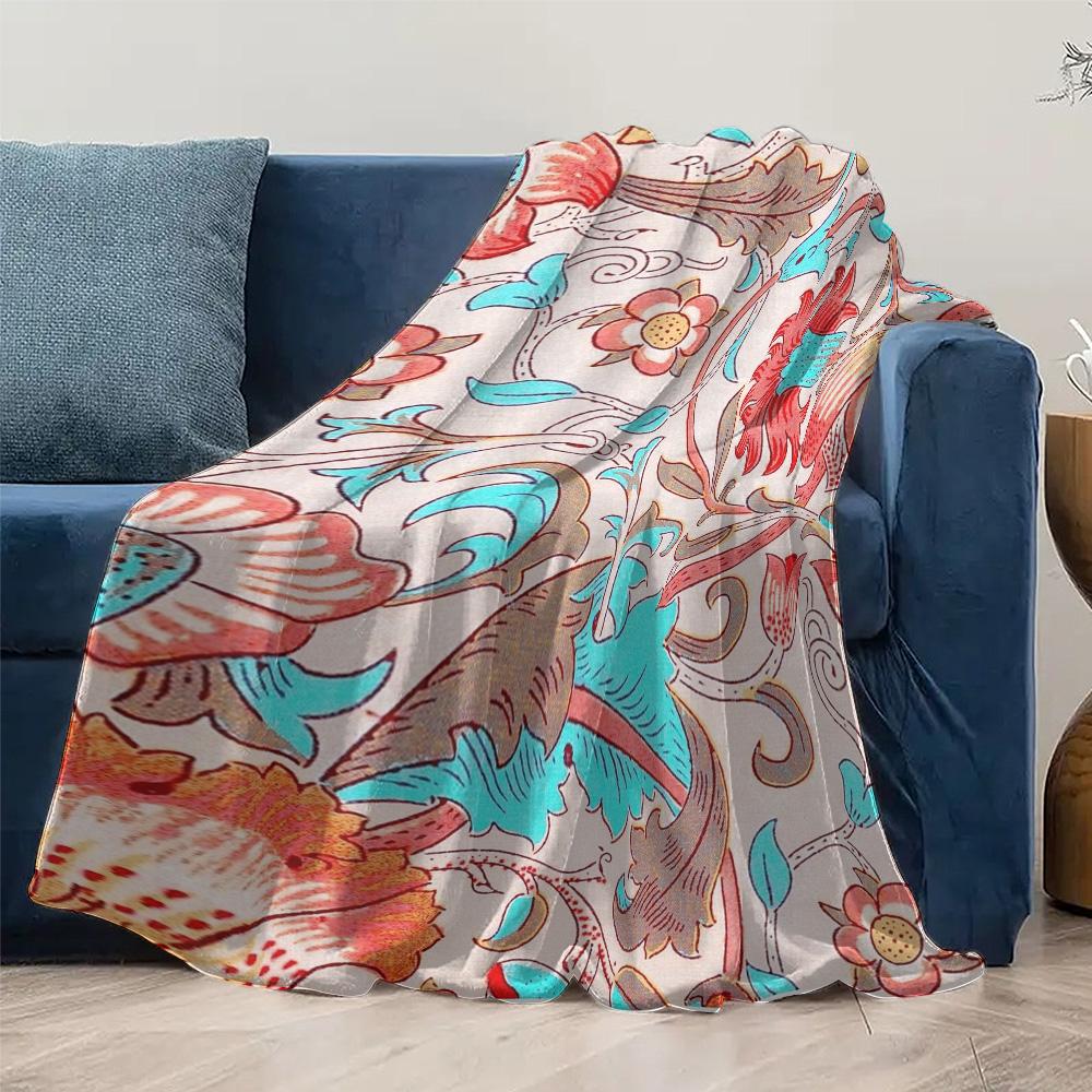Floral paisley pattern Flannel printed blanket suitable for all seasons suitable for living room office sofa and travel