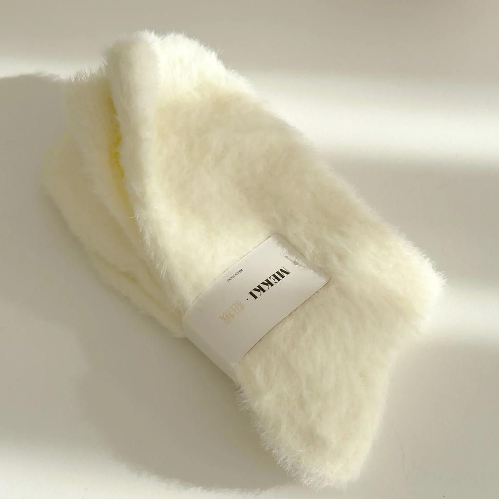 Soft Solid Cozy Hairy Mink Velvet Socks Women Autumn Winter Hosiery Thicken Warm Sleep Bed Floor Home Fluffy Kawaii Sock