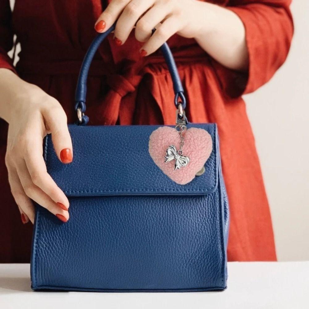 

Plush Heart Keychain Bowknot Charm Jewelry Retro Backpack Decoration Spice Girl чорний