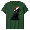 Black Labrador Dog Christmas Holidays Unisexs Unisexs Graphic Tee Santa Hat Lights