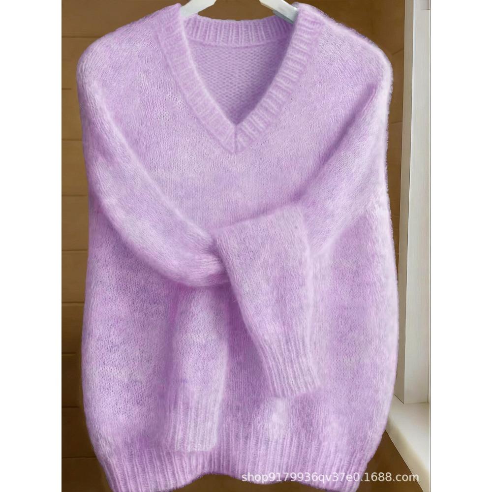 Pulover cu gât în V pentru femei Moale Pufoasă Confortabil Premium Elegant Primăvară Toamnă