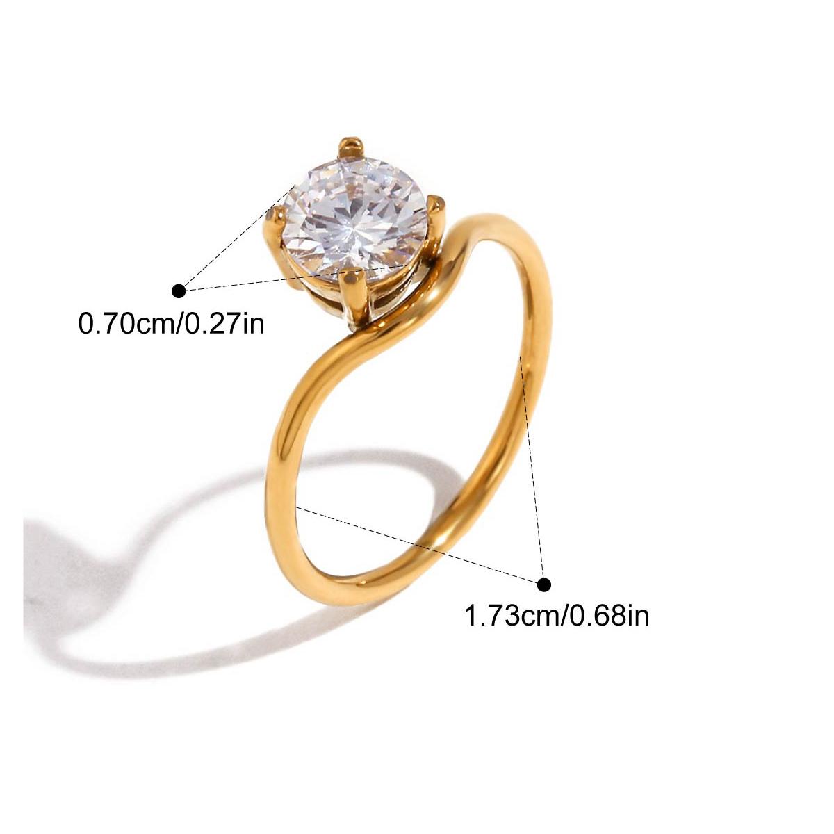 

Yori Wave Band Golden Zirconia Geometric Finger Ring for Women Individualistic Sleek Metal Attractive Jewelry Bijoux 7