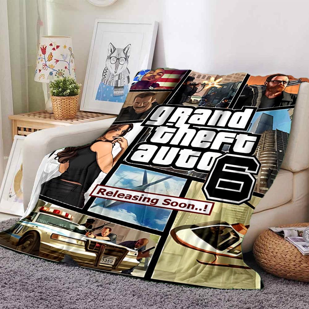 Grand Theft Auto Flannel Blanket Super Soft Warm Cozy Blanket for Sofa Bed Office Travel All‑Season Home Decor Gift