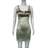 Vacation Style Sexy Lace Trim High Waist Bodycon Mini Cami Dress, Fashion Elegant Embroidery Hem Party Dress