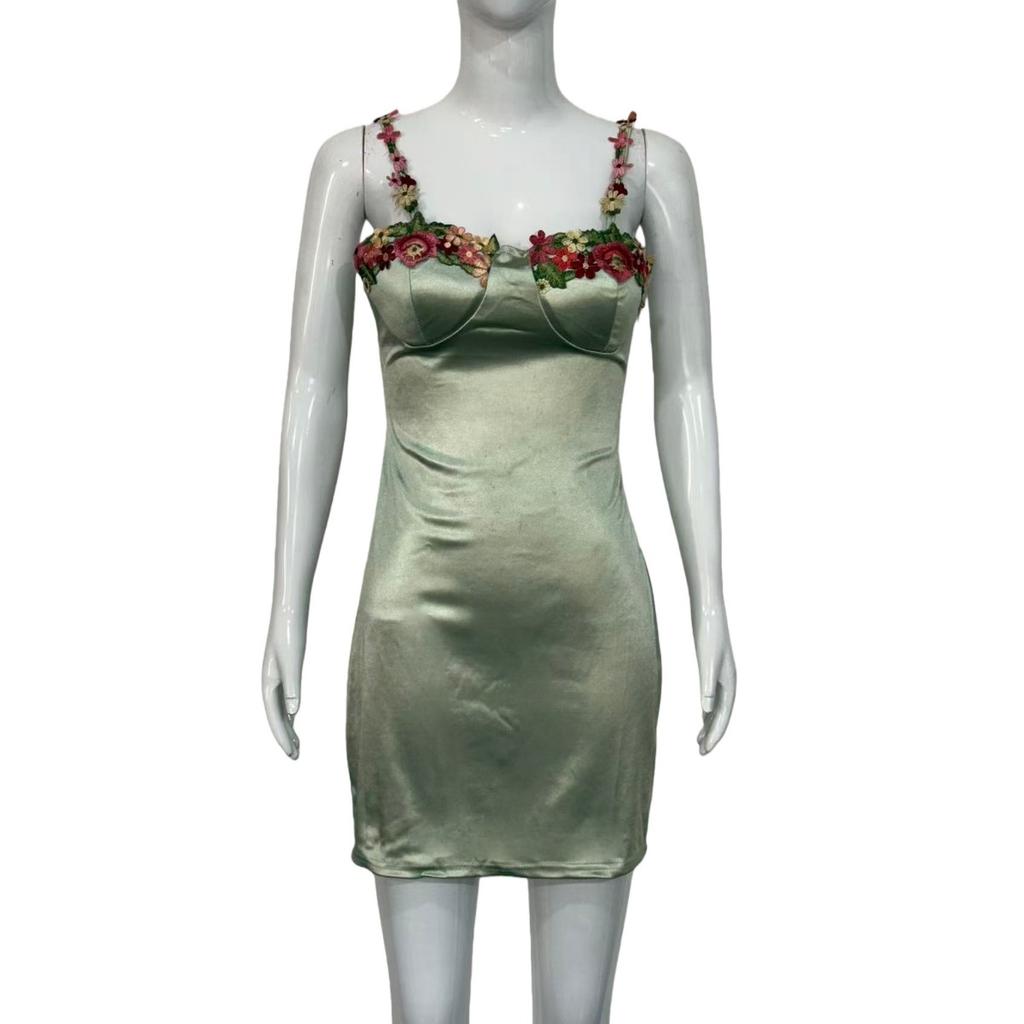 Vacation Style Sexy Lace Trim High Waist Bodycon Mini Cami Dress, Fashion Elegant Embroidery Hem Party Dress