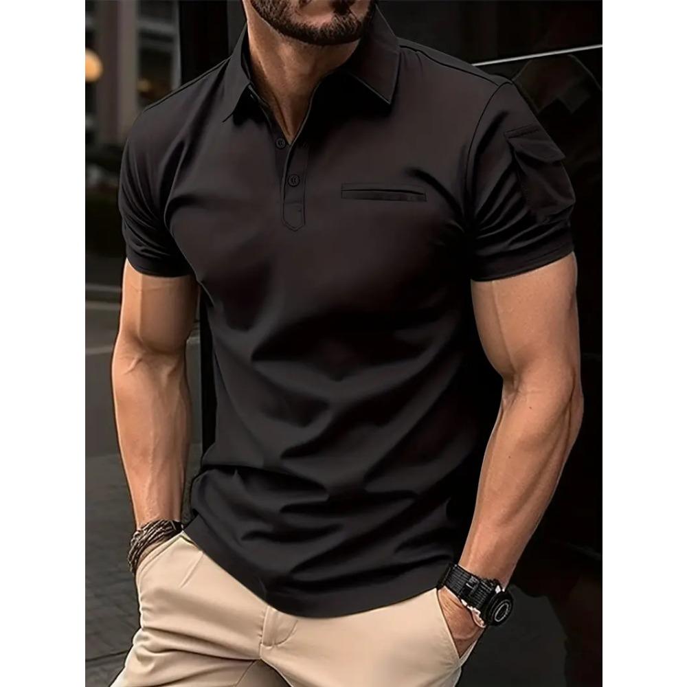 Men's Daily Casual Polo Shirt with Collar Buckle