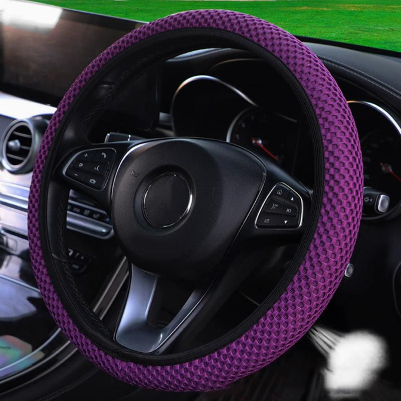 Universal Car Steering Wheel Protective Cover Breathable Elastic Band Anti Slip Flax Suitable 38Cm Four Seasons