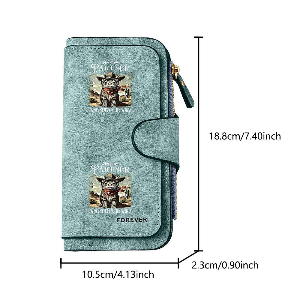 1pc Western Cowboy Cat Long Zipper Wallet, Large Capacity Card Holder, Unisex Clutch Bag, Fashionable Zipper Coin Purse, Suitable for Daily Use, A