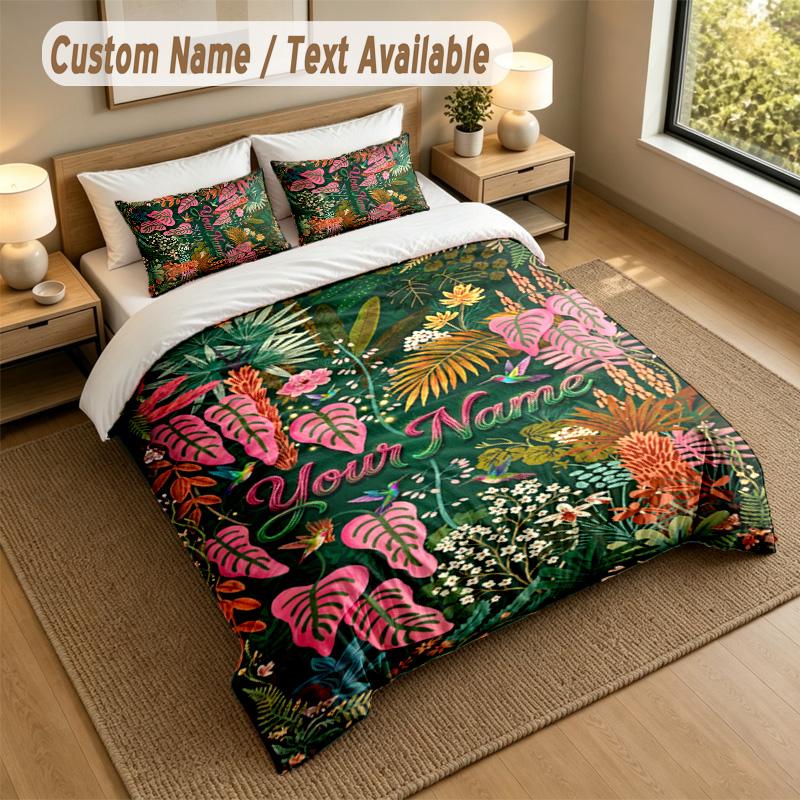 Decorative Artwork Theme Personalized 3Pcs Bedding Set Custom Text & Name 1 Sheet 2 Pillowcases Household Bedding 1pc