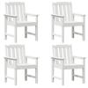 VidaXL Garden Chairs Set of 4 White Slatted Design HDPE Comfortable Garden Furniture with Armrests Ideal 3335795