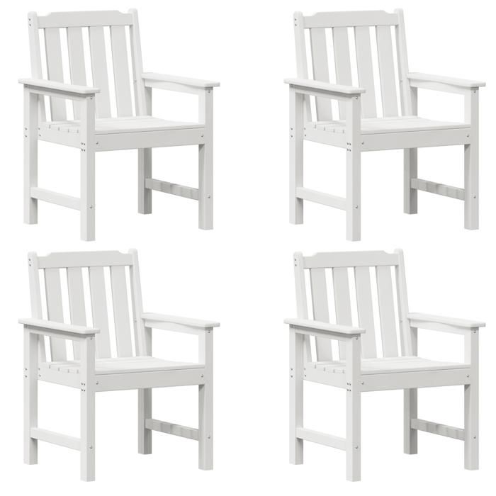 VidaXL Garden Chairs Set of 4 White Slatted Design HDPE Comfortable Garden Furniture with Armrests Ideal 3335795