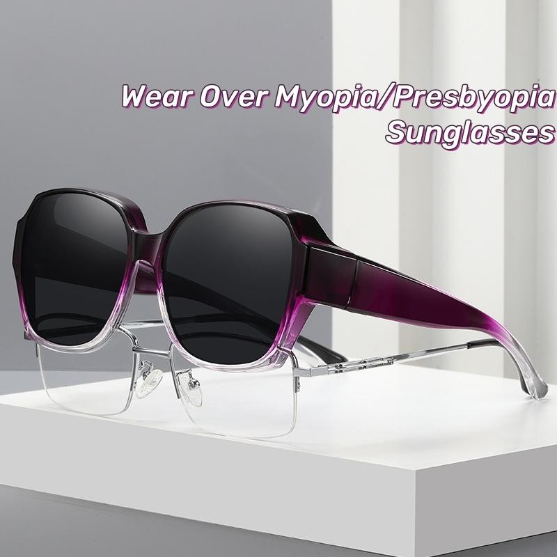 Fashion Round Polarized Sunglasses Cover Over Myopia Prescription Glasses Portable Men Women Vintage Fishing Driving Eyewear