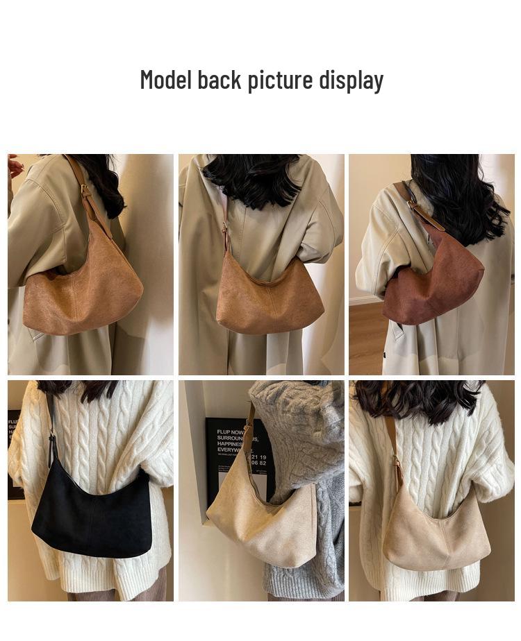 2023 Frosted Retro Women's Shoulder Bag - Large Capacity, Autumn/Winter Versatile Tote for Commuting.