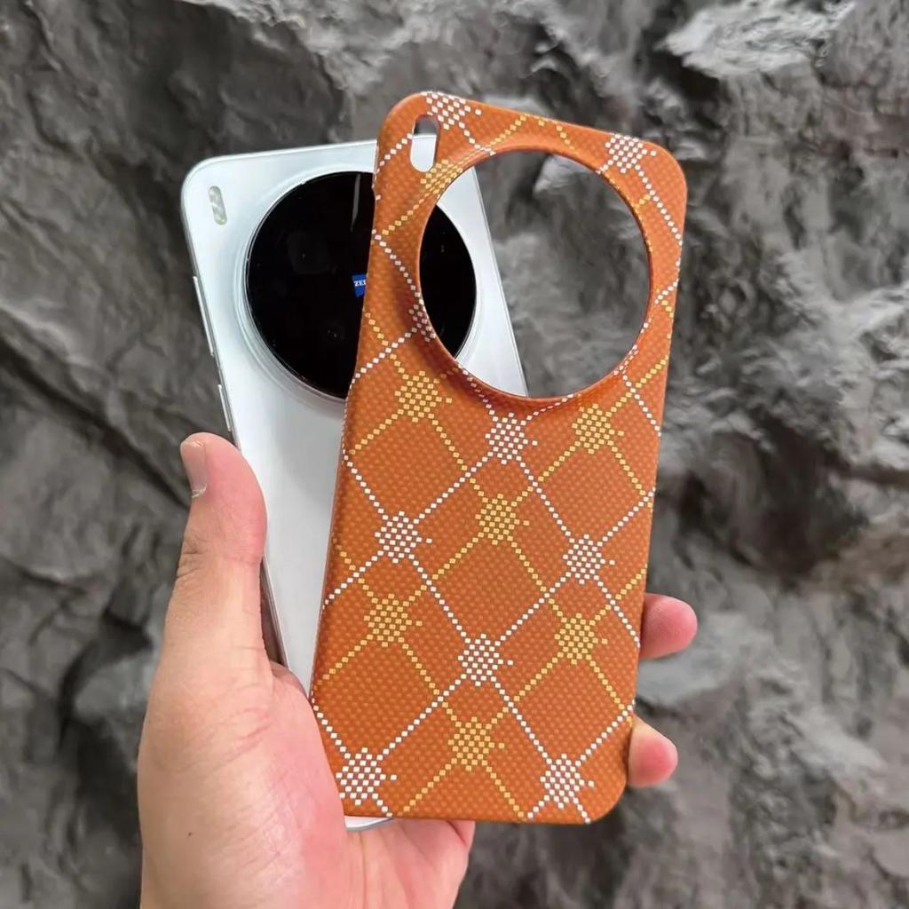 Carbon Fiber Kevlar Pattern Hard Plastic Phone Case For VIVO X300 X200 X100 S Ultra Pro Mini Frameless Ultra-thin Bumper Cover