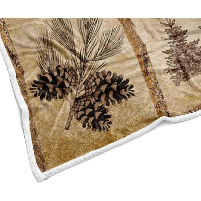 Rustic Cabin Throw Blankets, Farmhouse Country Antique Bear Moose Forest Vintage Wood Cozy Warm Bed Couch Blanket, Hunting Camping White Fleece