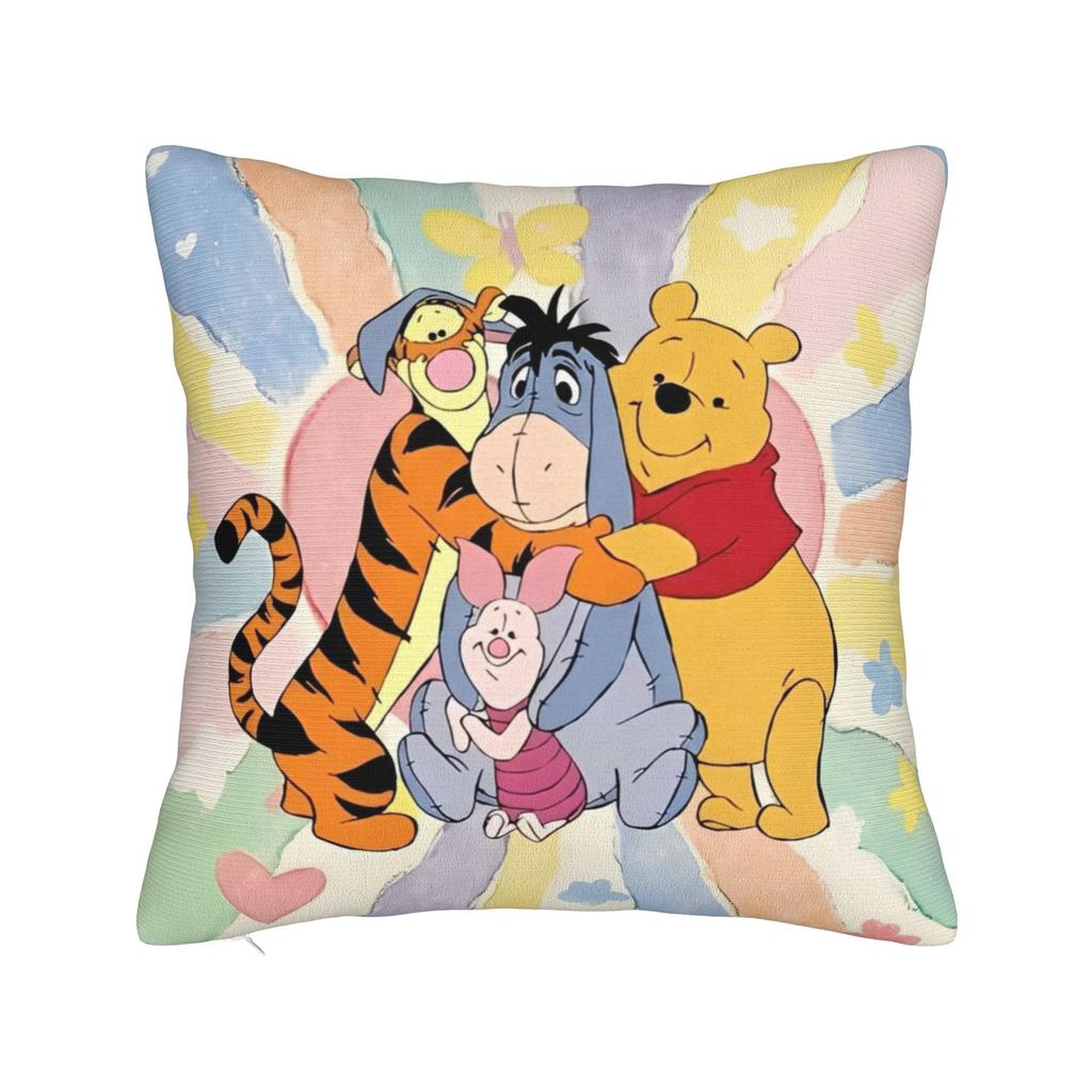 Winnie The Pooh And Tigger Square Pillow Cases Cute Bee Cushion Cover Customized Zipper Decor Pillowcase for Home