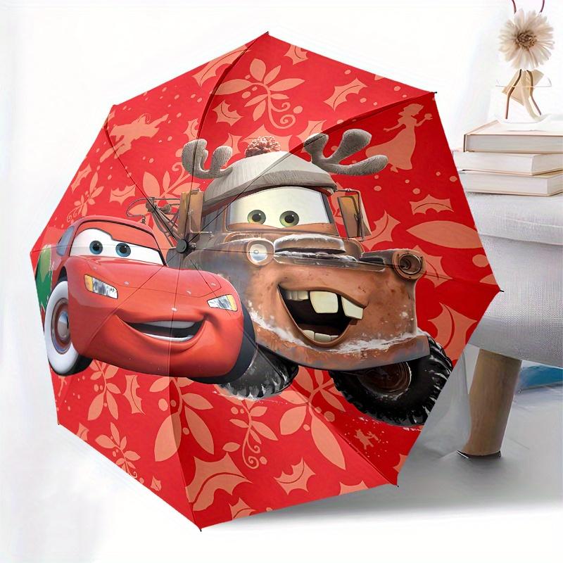 Ombrello Disney Saetta McQueen, Pixar Cars, Apertura e Chiusura Manuale, Design Pieghevole Rinforzato a 21 Stecche, Leggero