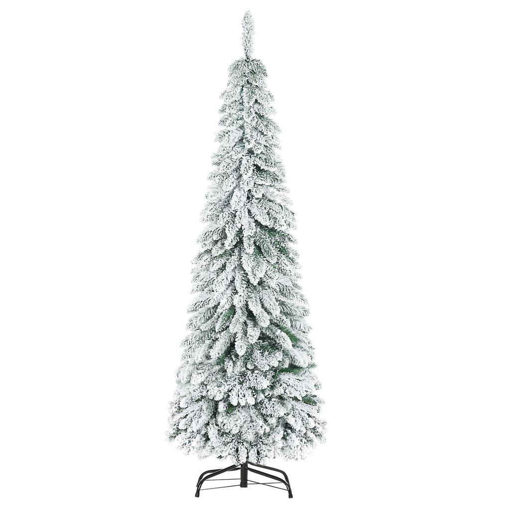 Artificial Christmas Tree, 1.80 m, with 523 Branches, Artificial Snow, Lifelike Appearance, Slim Shape