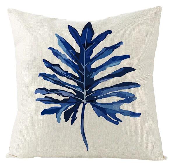 Boho Blue Geometric Series Linen Cushion Cover Throw Pillow Case Modern Minimalist Home Decor Pillowcase Pillow Cover for Couch
