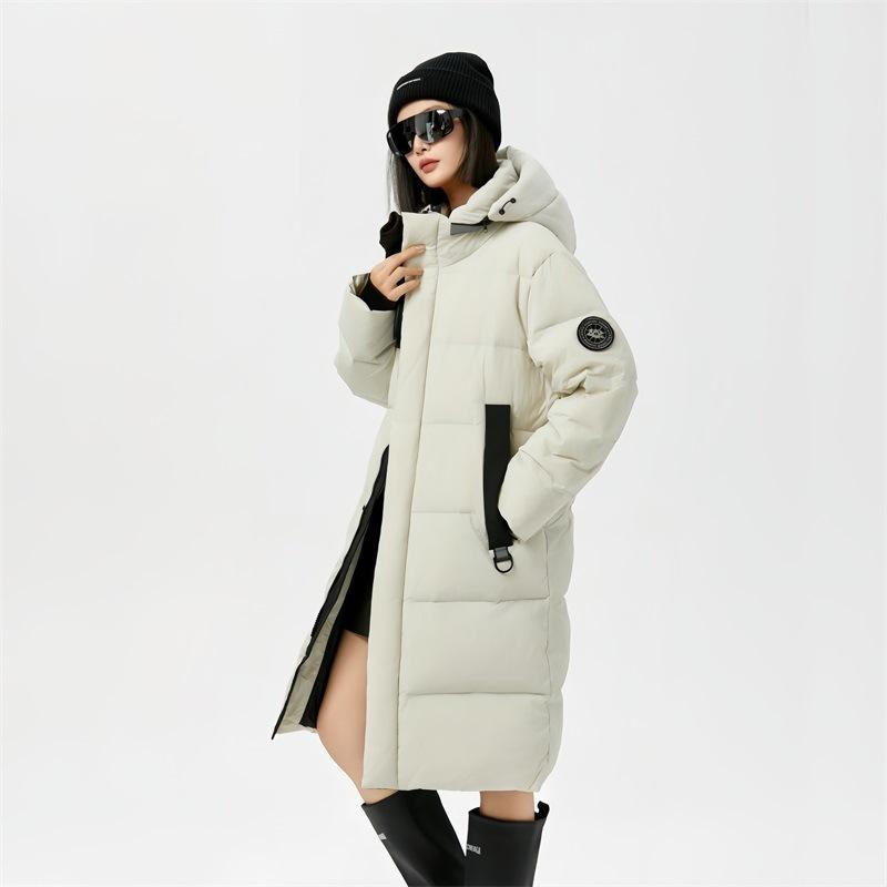 2025 Men's Mid-Length Down Jacket Winter Thickened Warm Over the Knee Down Coat Couple Versatile White Duck Down Jacket