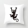 Skull Cat Black  Home Decor Cushion Cover Naughty  Sofa Car Decoration 45x45cm Pillowcase Square Polyester