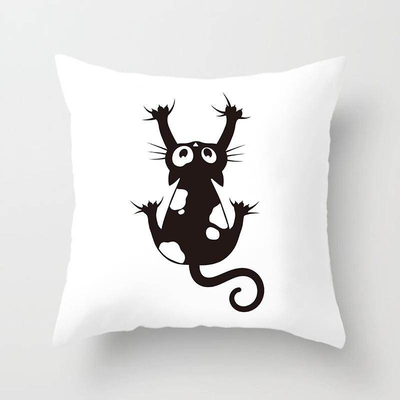 Skull Cat Black Home Decor Cushion Cover Naughty Sofa Car Decoration 45x45cm Pillowcase Square Polyester