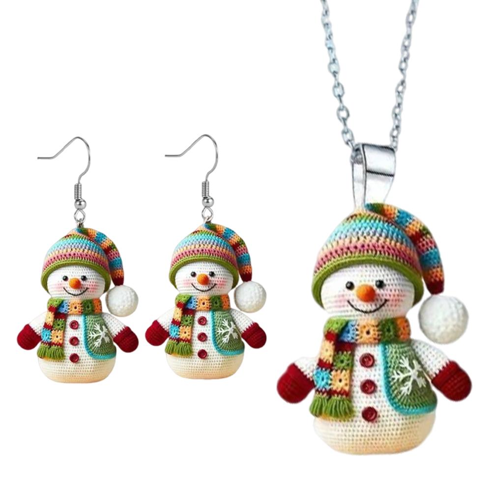 Snowman Earrings Necklace Cute Christmas Earrings Acrylic Dangle Drop Earrings for Women Frosty Dangle Charms