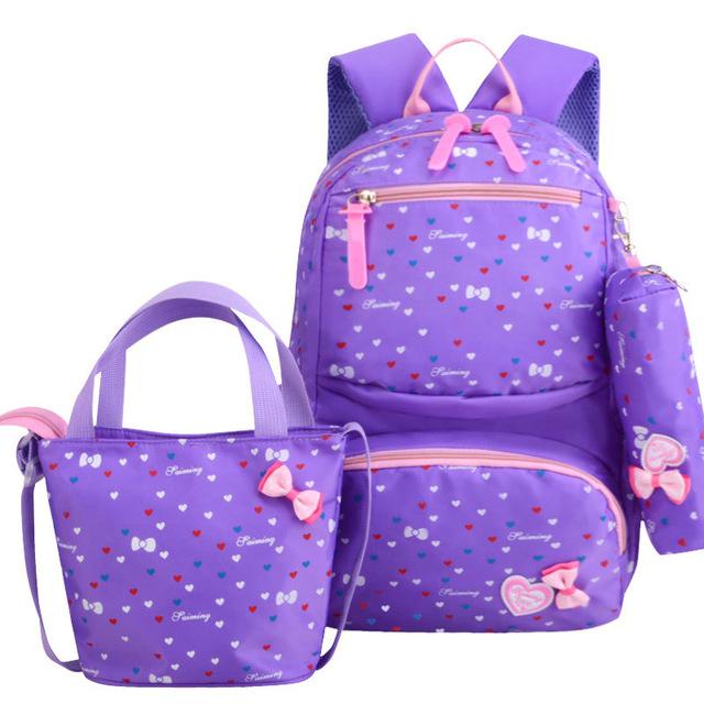 3pcs/set School Bag Backpacks Schoolbag Fashion Kids Lovely Backpack for Children Girls Bag Student