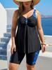 Plus Size Blue & White Jellyfish Print Tankini with Skirt and 6X Board Shorts