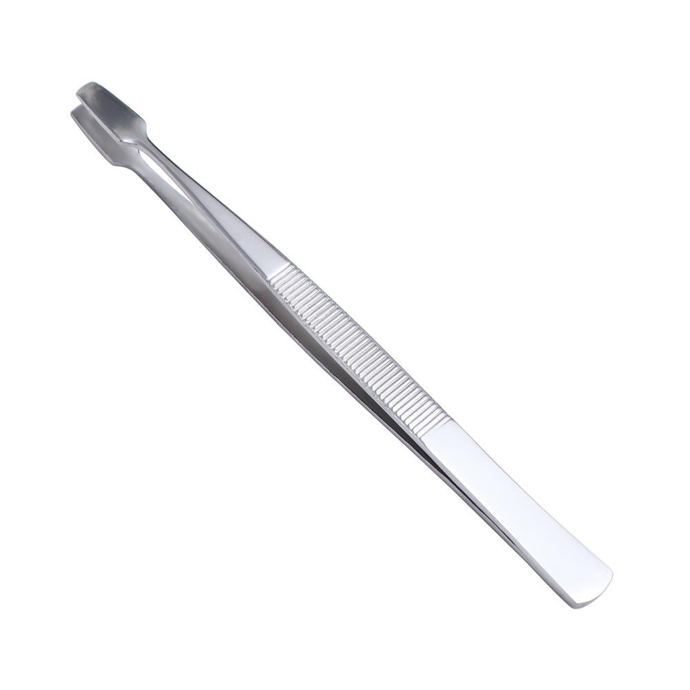 Stainless Steel Flat Mouth Eyelashes Tweezers Professional False Eyelash Aids Eyebrow Pliers Straight/Elbow Eyelash Extension