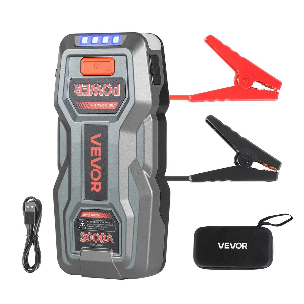 Jump Starter, 3000A Peak, Car Jumper Starter Battery Pack, 12V Portable Lithium Battery Booster, Jump Box Power Bank with 3 Modes Flashlight and