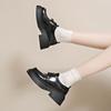 Black Small Leather Shoes Women's 2025 New Spring and Autumn Patent Leather Butterfly Diamond College Wind Lace-up Thick-soled Deep-mouth Single Shoe