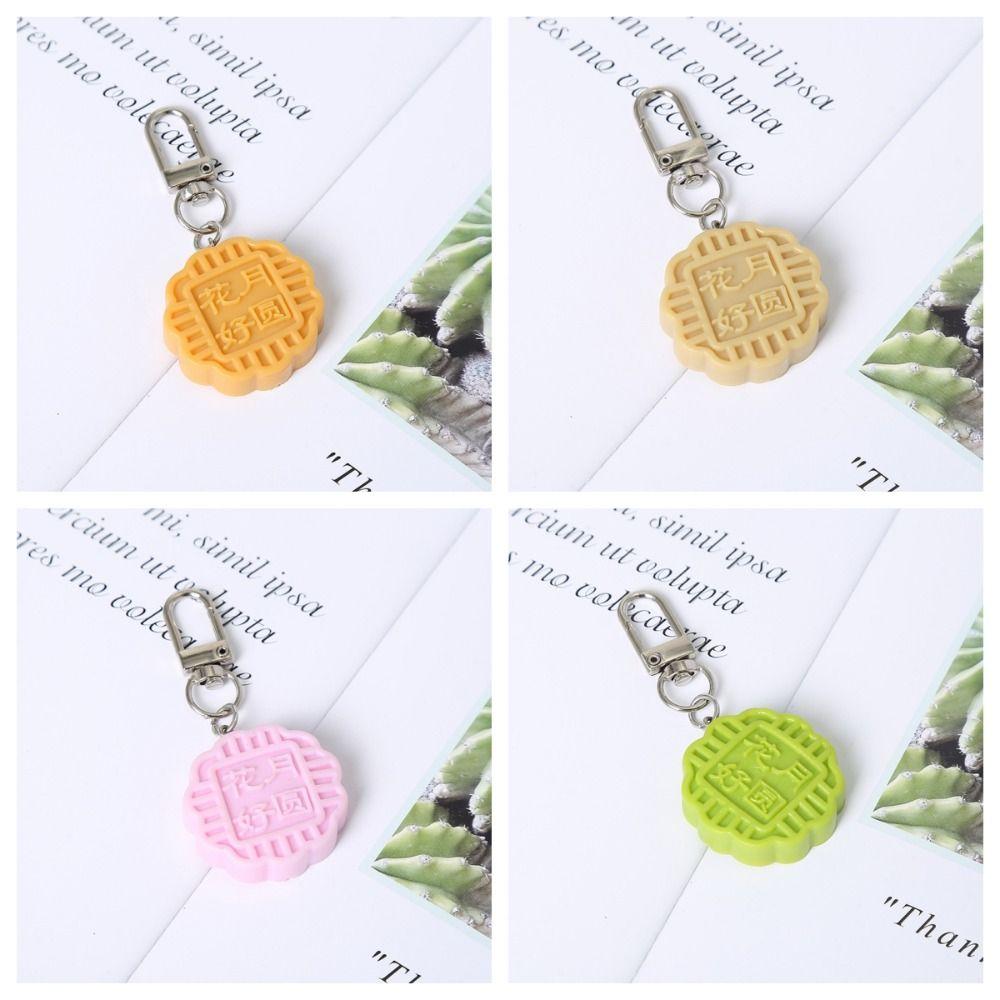 Cute Mooncake Pendant PVC Moon Cake Keyring Fashion Mid-Autumn Keychain  Backpack Decor