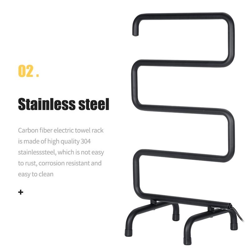 S-Form Temperatur Handtuchwärmer Schiene Bad Trockner Elektrische Heizung Handtuchhalter Bodenständer Handtuchhalter Schiene Konstante Schwarz/Weiß