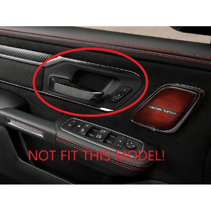 Carbon Fiber Style Interior Door Handle Bowl Panel Cover Trim for Dodge Ram 1500 2019+ (2 Doors)