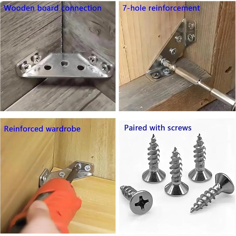 Vinkelbeslag Rostfritt Stål Möbelvinkel Hyllkoppling Skåpstöd Fästram Vinkelbeslag med Skruv