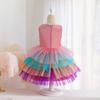 Kleider für kleine Mädchen Bunte Mädchen Puffige Melaleuca Kontrastfarbe Funkelndes Kinder Geburtstagskleid Elegant Weiches Partykleid Ballkleid für Mädchen